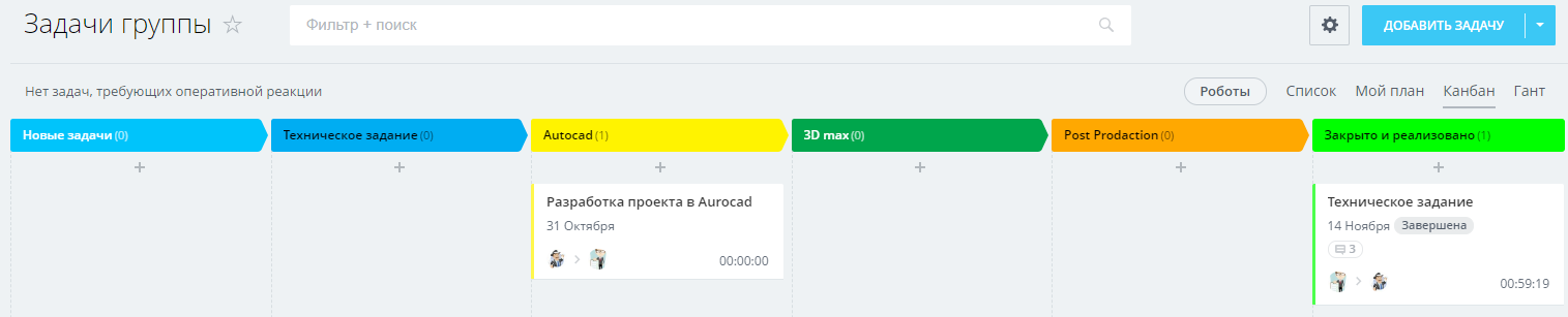 Канбан проекта в Битрикс24